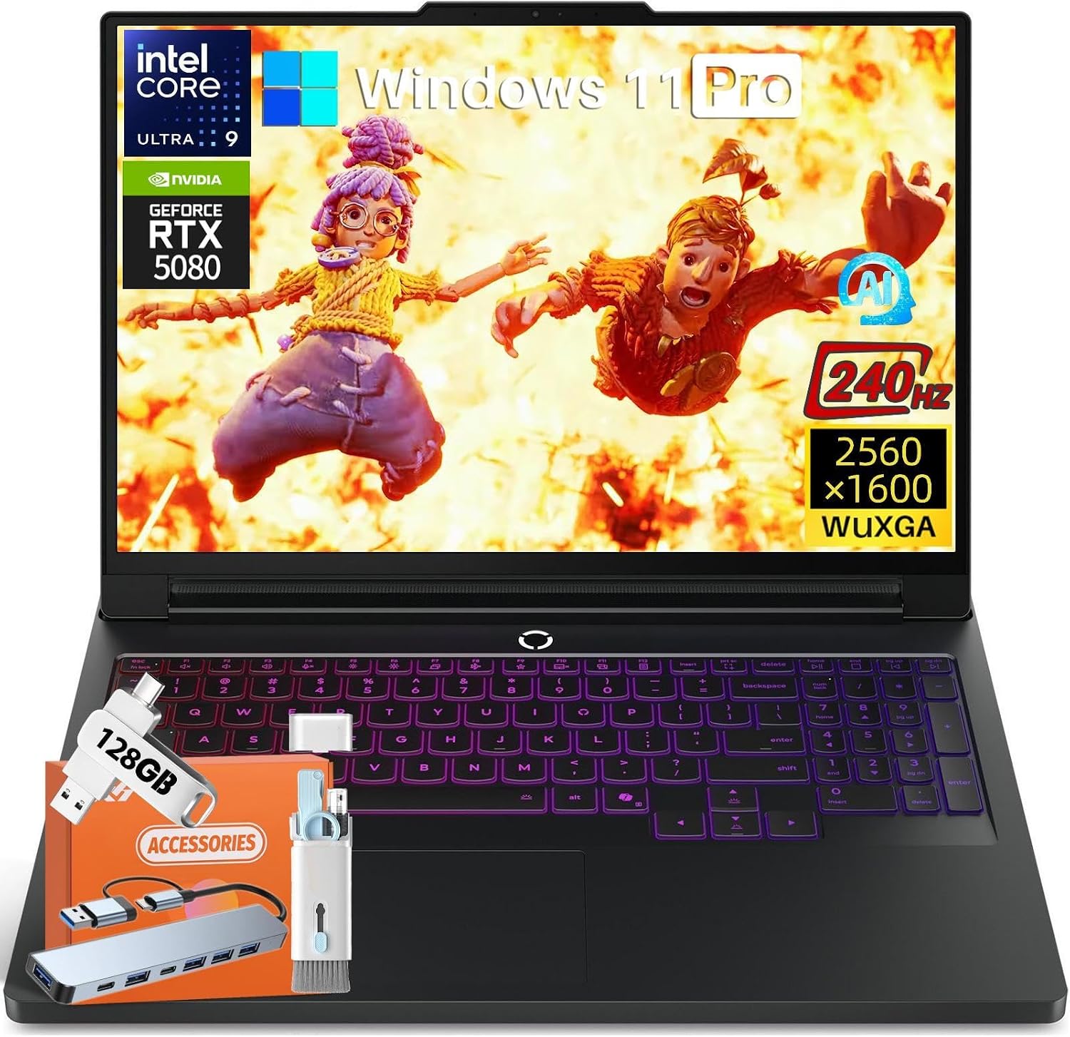 Lenovo Legion Pro 7i Gen 10 Gaming Laptop 2025, GeForce RTX 5080 16GB GDDR7, Intel Ultra 9 275HX 24-Core 5.4GHz, 16' WQXGA OLED 500nits 240Hz, 64 GB DDR5, 4 TB SSD, Wi-Fi 7, Win11 Pro, w/Accessories