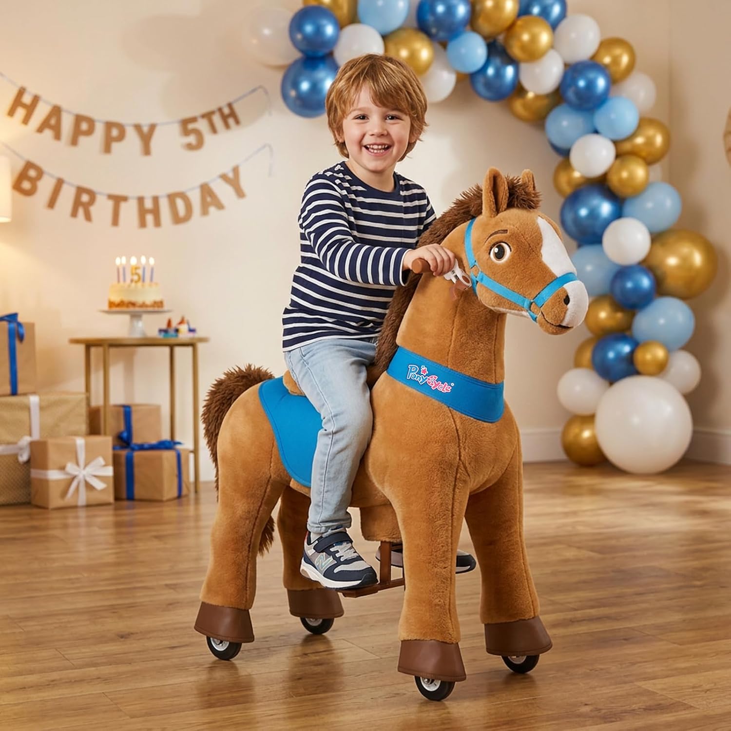 PonyCycle Kids Horse Ride on Toys Plush Interactive Riding Horse No Battery Required for Toddlers 3-4 Walking Rocking Horse Giddy up Riding Gifts Toys Brown E337