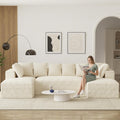 131' Oversized U Shaped Cloud Sectional Couches for Living Room, Comfy Fluffy Corduroy Beige Boneless Sectionals Couch, Plush Memory Foam Modular Sectional Sofa with Chaise- 19' Seat Height