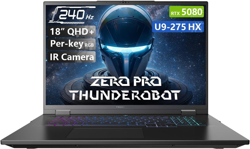 Thunderobot Zero 18 Pro 5080 Gaming Laptop, 18' QHD+ 240Hz 2.5K Hummingbird Display, Core Ultra 9 275HX, GeForce RTX 5080, 32GB DDR5, 1TB SSD, Per-Key RGB, FHD IR Camera, Wi-Fi 6E, Win 11 Home