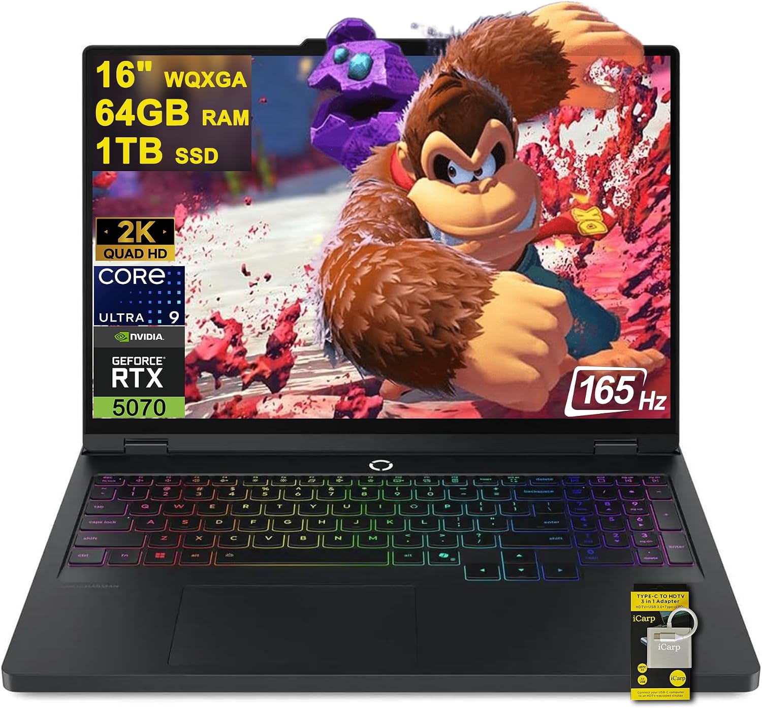 Lenovo Legion Pro 5 Gaming AI Laptop 16' WQXGA 2560x1600 OLED 165Hz Intel 24-core Ultra 9 275HX 64GB RAM 1TB SSD GeForce RTX 5070 DLSS4 (Up to 798 AI Tops) RGB Backlit Harman Wi-Fi7 Win11 ICP Hub