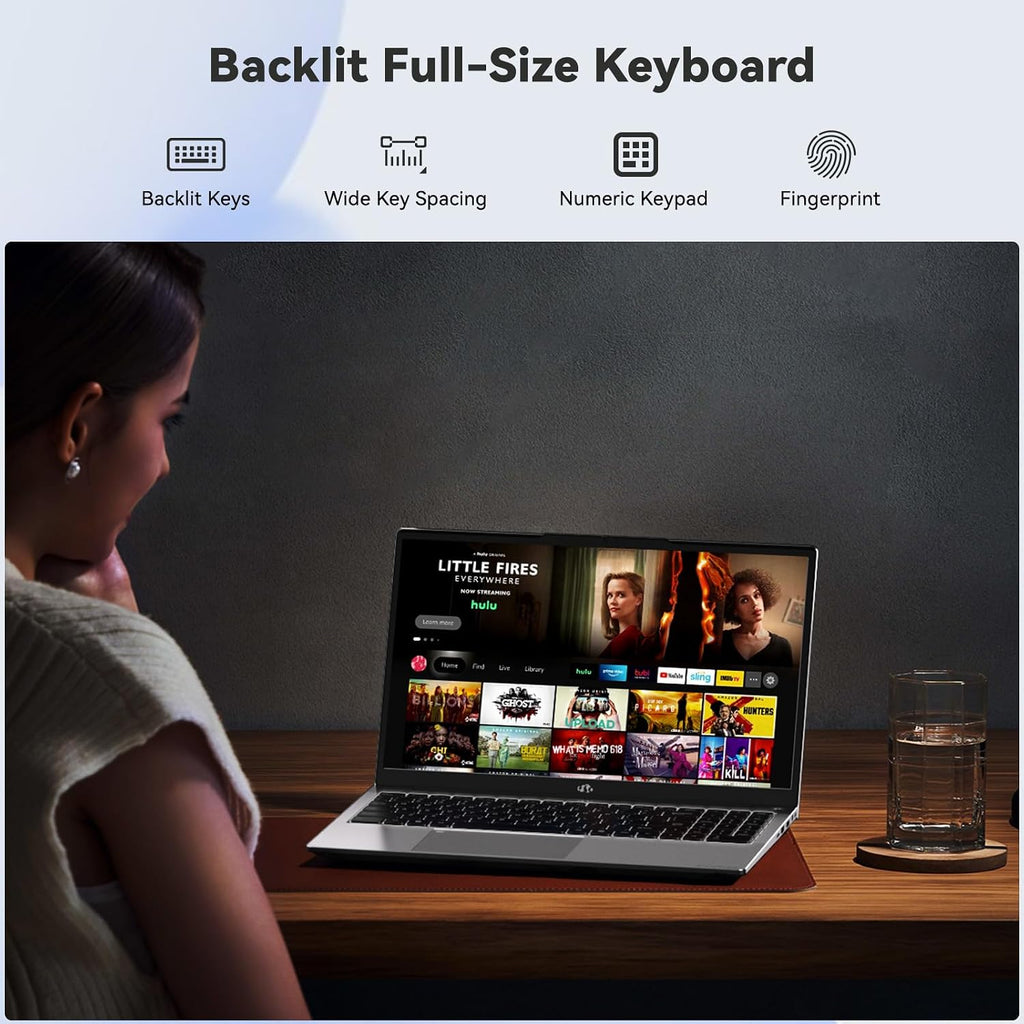 NIMO 15.6' FHD IPS Portable Laptop, Intel Core i3-1215U (Up to 4.4GHz, Beat R5 7520U), 8GB RAM 128GB SSD Work Computer, Backlit KB, Fingerprint, WiFi 6, 65W Type-C Fast Charge, 180° View, for Campus