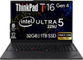 Oemgenuine Lenovo ThinkPad T16 Gen 4 16' WUXGA IPS Display, Intel Ultra 5-225U (Beats i7-1355U), 32GB DDR5, 1TB NVMe, Webcam, WiFi 6E + BT, RJ-45, Backlit KB, FP Reader, W11P, Business Laptop