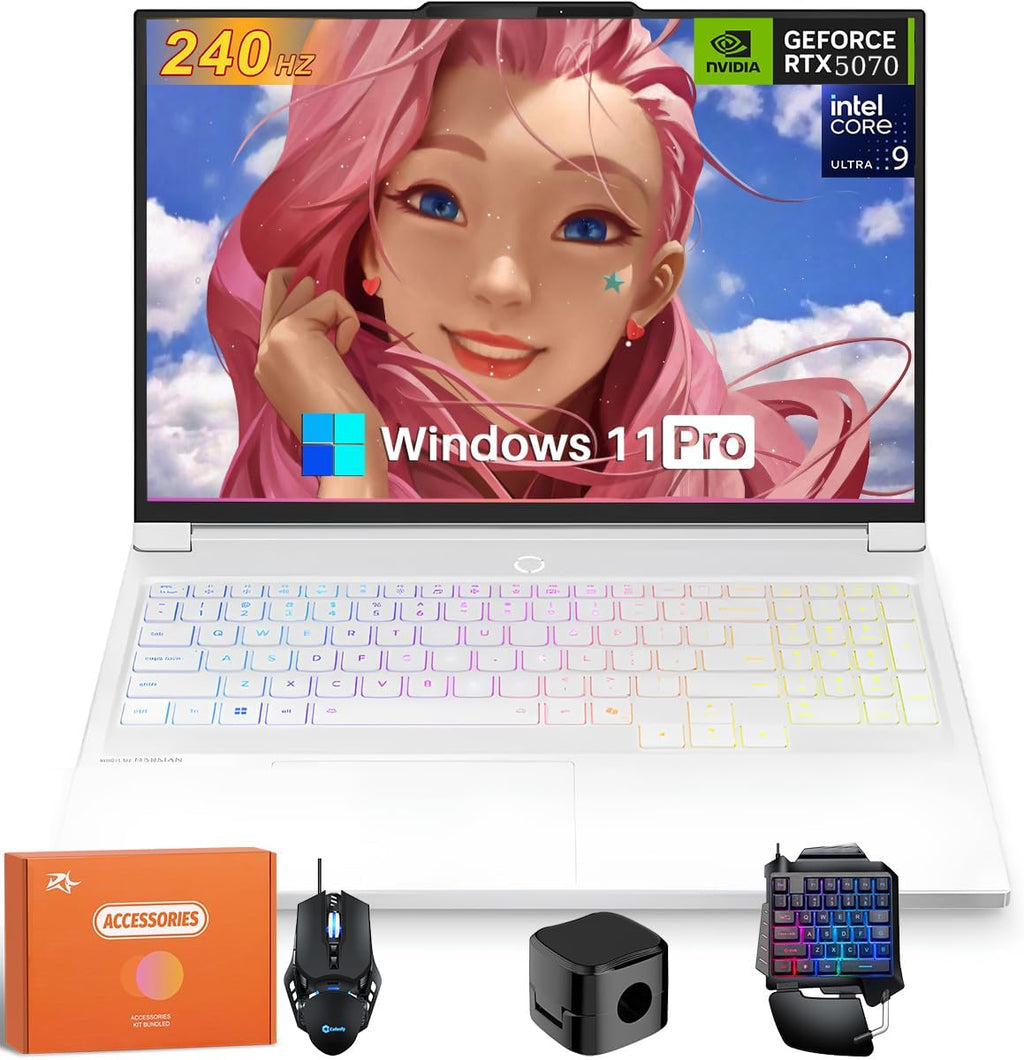 Lenovo Legion 7i Gaming Laptop, Intel Ultra 9 275HX CPU, NVIDIA GeForce RTX 5070, 16' 2.5K 240Hz OLED, 32 GB DDR5, 2 TB SSD, Wi-Fi 7, Backlit Keyboard, Windows 11 Pro, Glacier White, w/Accessories