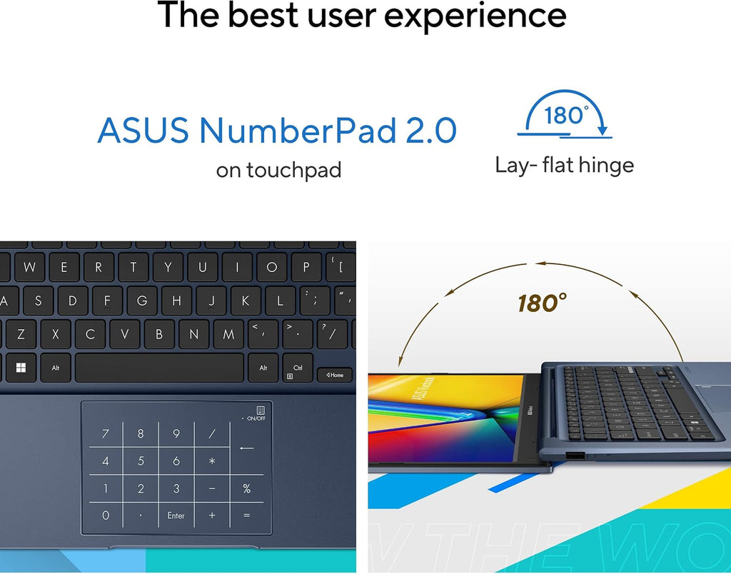 ASUS 2023 Vivobook 14 Laptop, 14' FHD (1920 x 1080) Display, Intel Core i5-1235U CPU, Intel Iris Xᵉ Graphics, 8GB RAM, 256GB SSD, Windows 11 Home, Quiet Blue, F1404ZA-AS51