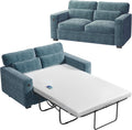 Marsail Pull Out Sofa Bed, Queen Size Sleeper Sofa with Memory Foam Mattress, 2 USB Charging and Removable Covers, Loveseat for Living Room, Apartment, Supports 600 LBS, Chenille Fabric, Blue