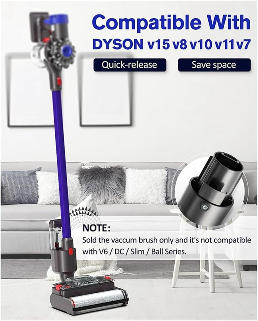 Electric Wet Dry Mopping Head， Compatible for Dyson ，V15 V8 V7 V10 V11 Vacuum Cleaner, Automatic Cleaning Roller Brush for Hard Floor