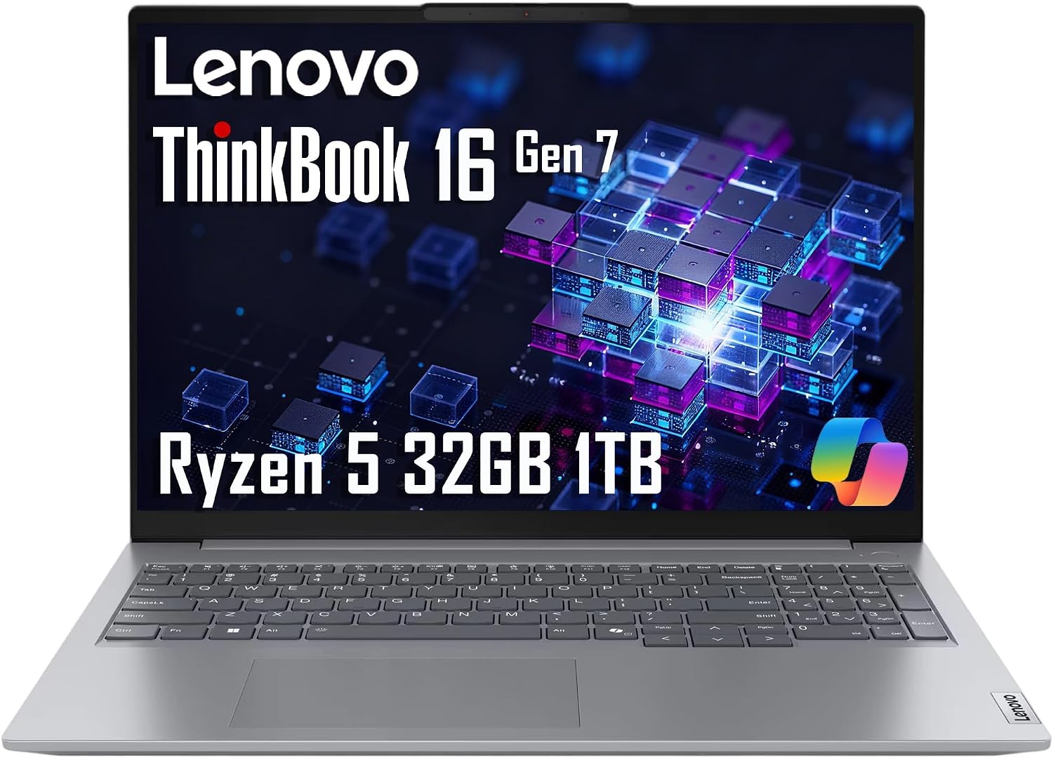 Lenovo ThinkBook 16 Gen 7 Business Laptop (16' FHD+ Anti-Glare, AMD Ryzen 5 7533HS (> i7-1255U), 32GB DDR5 RAM, 1TB SSD), Fingerprint Reader, Webcam, Ethernet, Wi-Fi 6, Win 11 Pro w/ Copilot, Grey