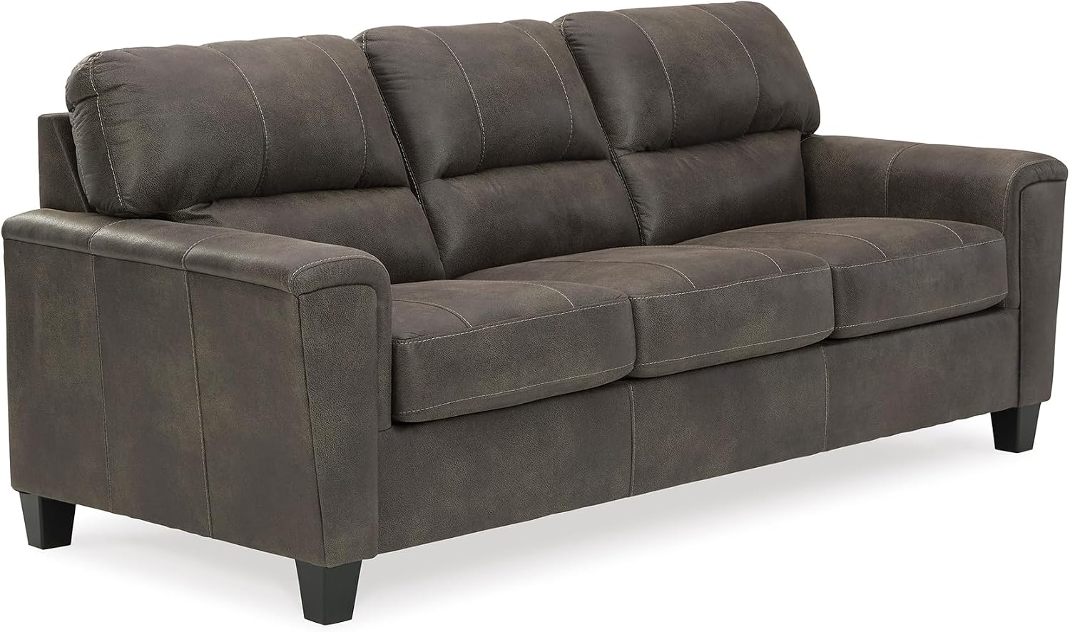 Signature Design by Ashley Navi Faux Leather Modern Queen Sofa Sleeper, Gray