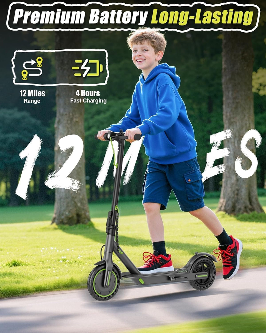 MAXSHOT Electric Scooter Adults & Big Kids, Top Speed 9/16/19MPH, 10/12/16/19Miles Range, 6.5'/8.5' Tires Folding Escooter, APP Control