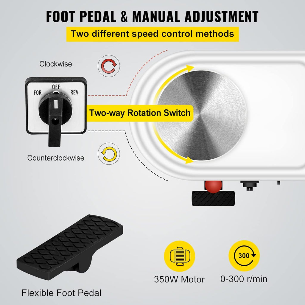 VEVOR 11in Pottery Wheel for Adults Beginners, 350W Electric Forming Machine with Detachable Basin Foot Pedal 0-300RPM Adjustable Speed, Craft DIY Clay Tool, Gifts for Kids for Kids/Teens/Adults