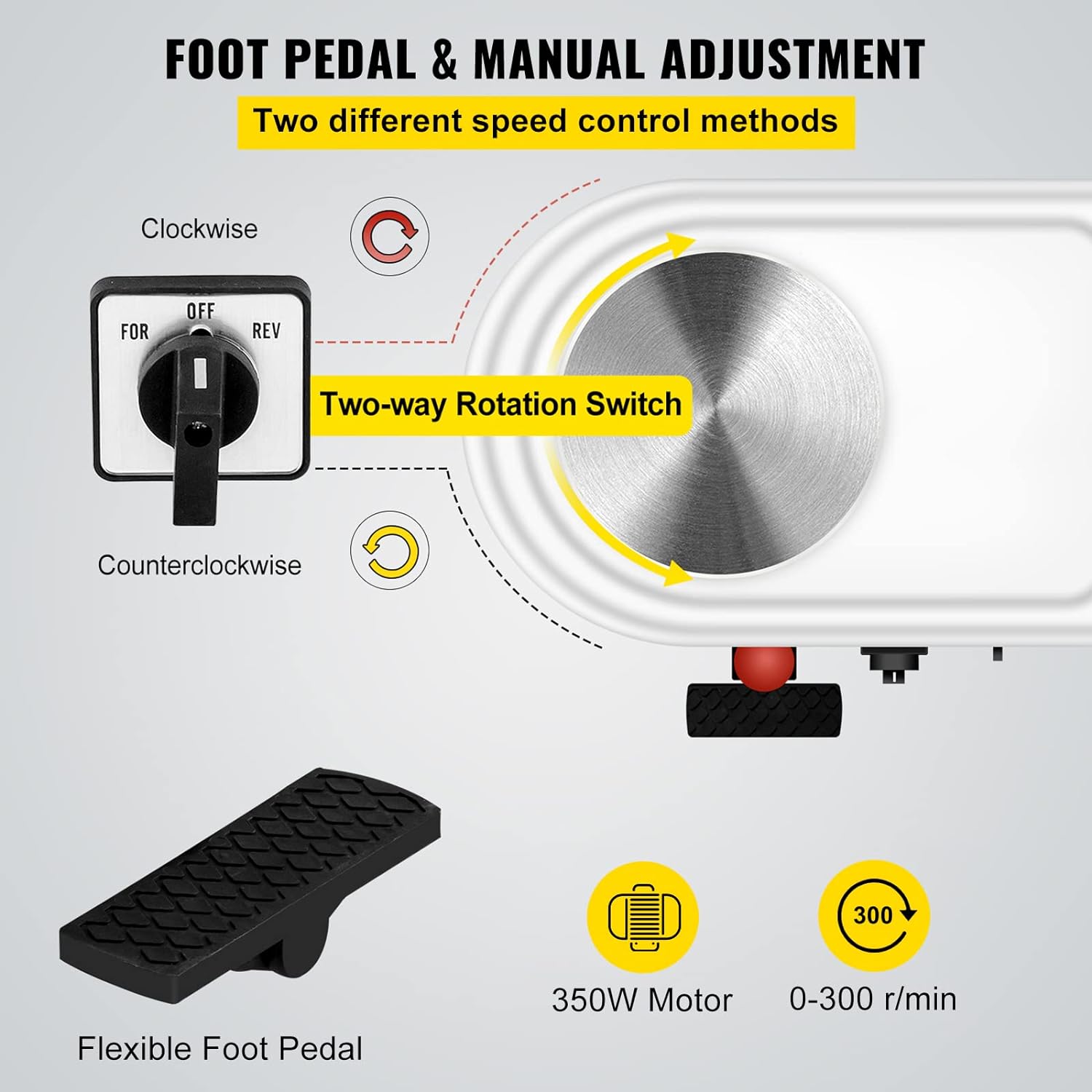 VEVOR 11in Pottery Wheel for Adults Beginners, 350W Electric Forming Machine with Detachable Basin Foot Pedal 0-300RPM Adjustable Speed, Craft DIY Clay Tool, Gifts for Kids for Kids/Teens/Adults
