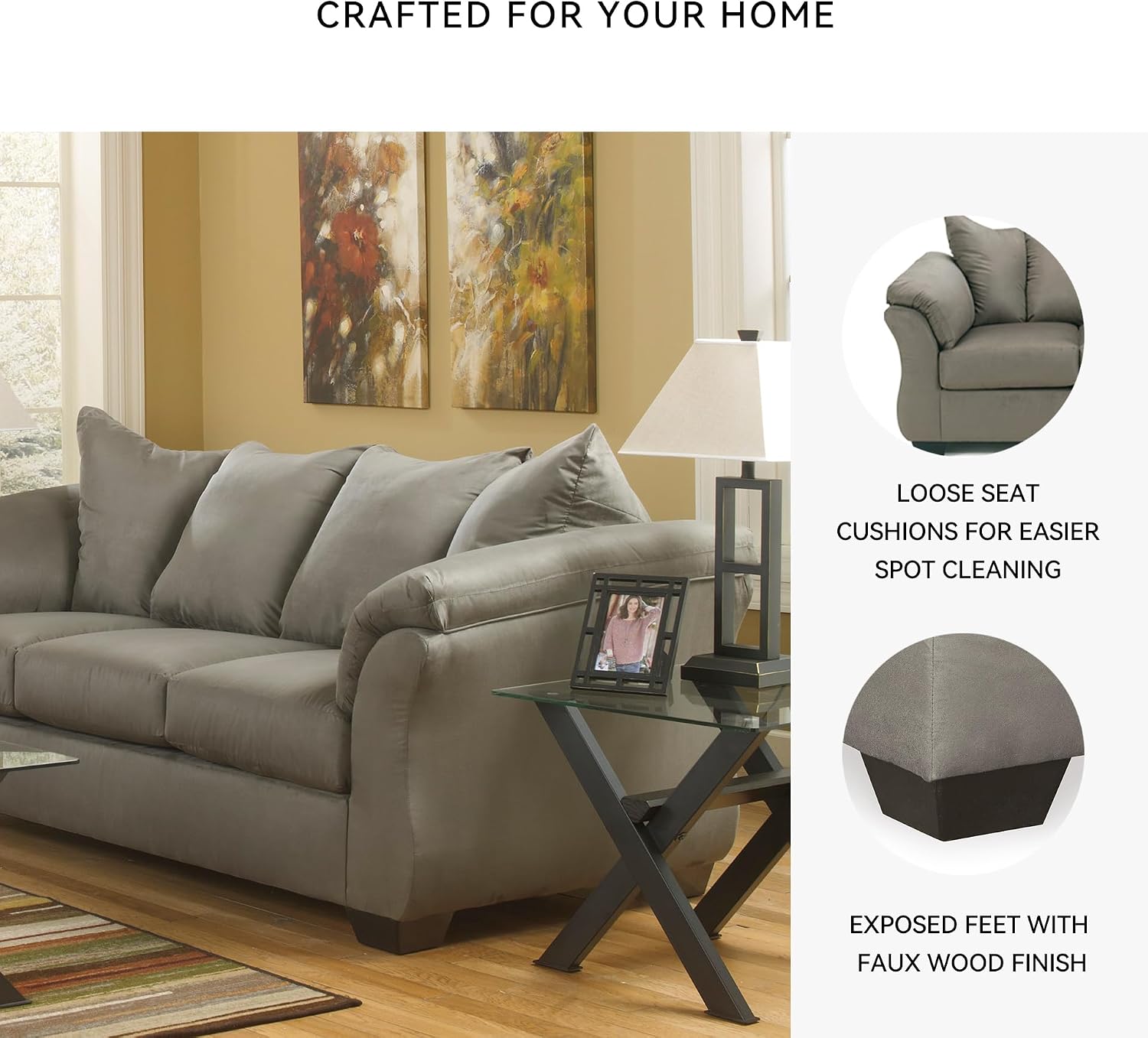 Signature Design by Ashley Darcy Casual Plush Sofa, Grayish Brown