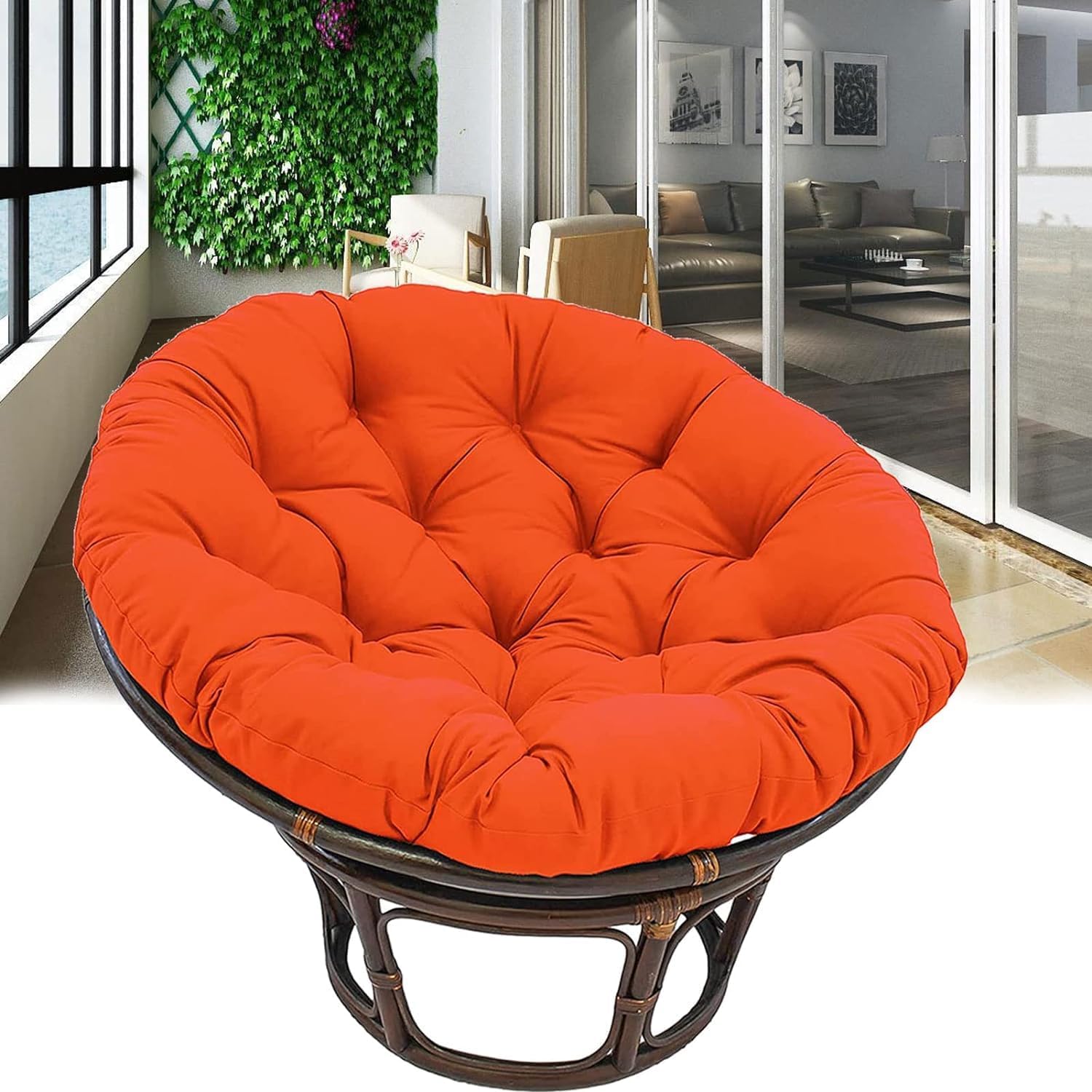 Outdoor Seat Cushion for Hanging Basket Chair Garden Egg Chair Rocking Chair Hammock, Papasan Hanging Basket Chair Cushion, Soft and Thick Outdoor Papasan Rocking Chair Cushion(Orange,140x140cm)