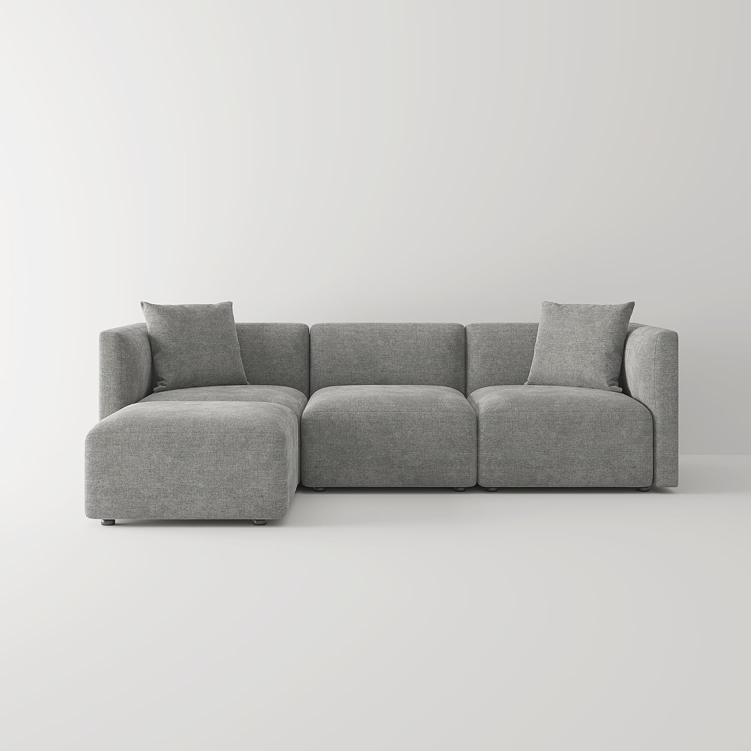 Acanva Luxury L-Shaped Upholstery Convertible Modular Sectional Sofa, Contemporary Reversible Couch with Chaise Lounge for Living Room, Apartment, Linen-Like Grey