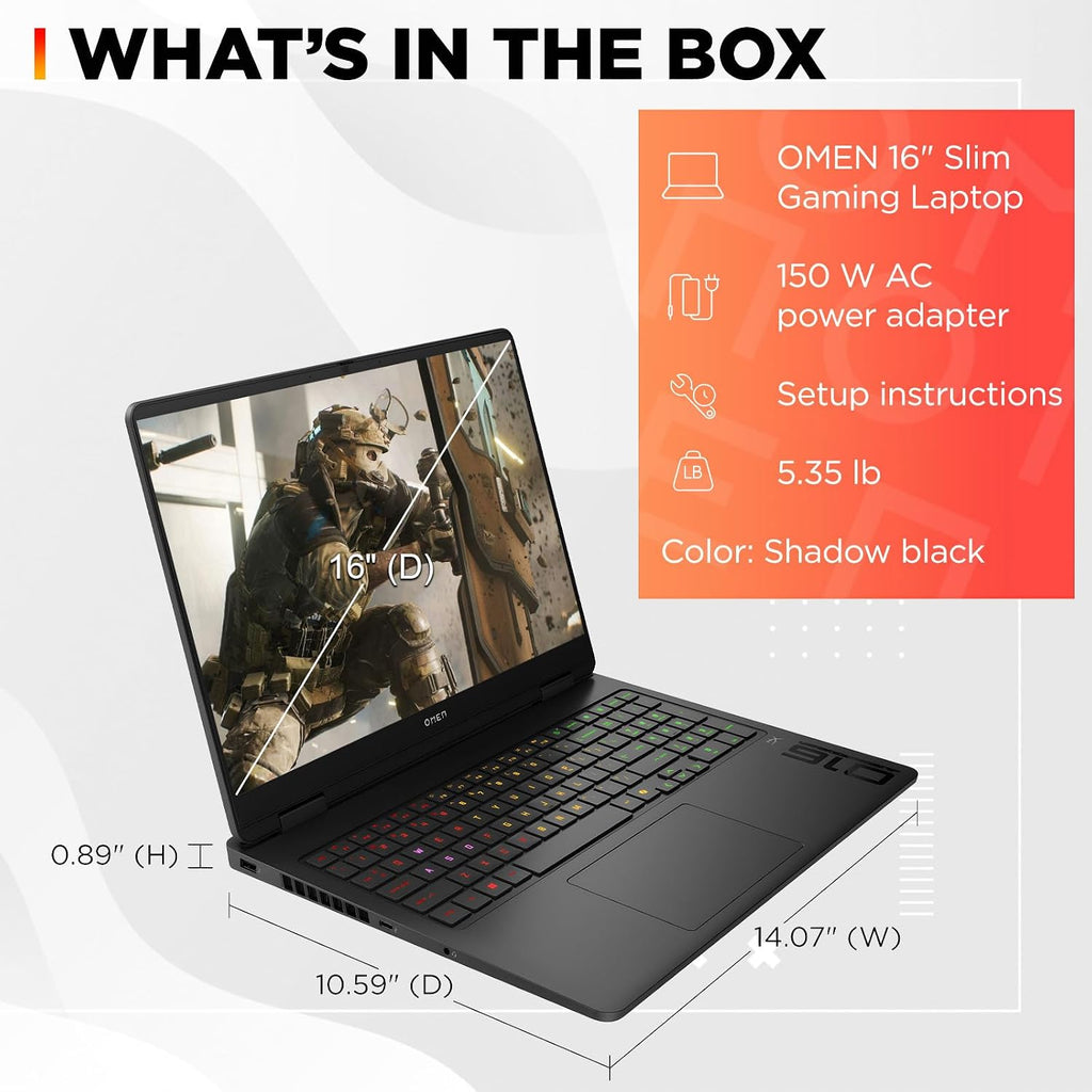 HP OMEN 16 Gaming Laptop, Intel Core Ultra 9 285H(>i9-14900), GeForce RTX 5070, 16' 144Hz IPS Copilot AI PC, 32GB DDR5 RAM, 2TB SSD, Backlit Keyboard, Windows 11 Pro Laptop Computer