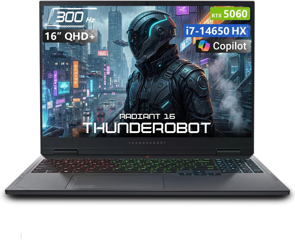 Thunderobot Radiant 16 16' Gaming Laptop, QHD+ 2.5K 300Hz Screen, GeForce RTX 5060, Core i7-14650HX, 32GB DDR5, 1TB SSD, RGB Backlit Keyboard, Wi-Fi 6, Windows 11 Home