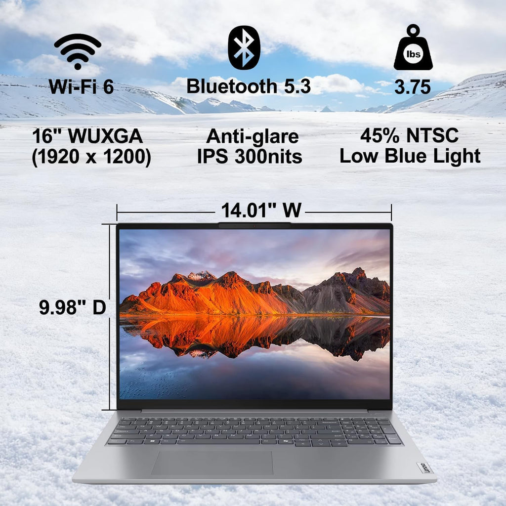Lenovo ThinkBook 16 Gen 7 Business Laptop (16' FHD+ Anti-Glare, AMD Ryzen 5 7533HS (> i7-1255U), 32GB DDR5 RAM, 1TB SSD), Fingerprint Reader, Webcam, Ethernet, Wi-Fi 6, Win 11 Pro w/ Copilot, Grey