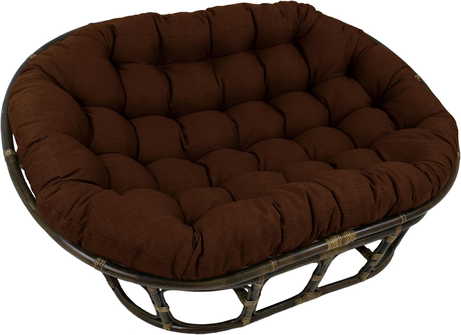 Blazing Needles Solid Outdoor Spun Polyester Double Papasan Cushion, 65' x 48', Cocoa