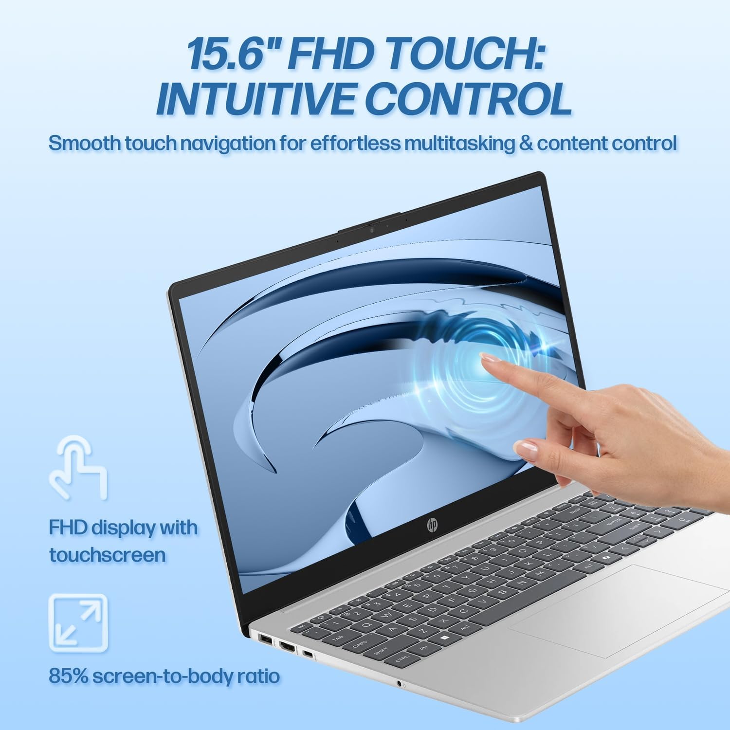 HP 15.6' FHD IPS Touchscreen Laptop, AMD Ryzen 7 7730U, 16GB RAM, 1TB SSD, AMD Radeon Graphics, Windows 11 Home, Wi-Fi 6, Long Battery Life, Office 2019 Lifetime License, Natural Silver