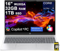 HP OmniBook 5 Laptop 16' WUXGA IPS Touchscreen Intel 16-core Ultra 9 285H 32GB RAM 1TB SSD for Creator Designer Business Professional Backlit IR Camera Win11Pro ICP Hub