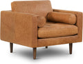 POLY & BARK Napa Lounge Chair – 42' – Cognac Tan – Italian-Tanned Full-Grain Pure-Aniline Leather, Feather-Down Cushions, Solid Wood Frame
