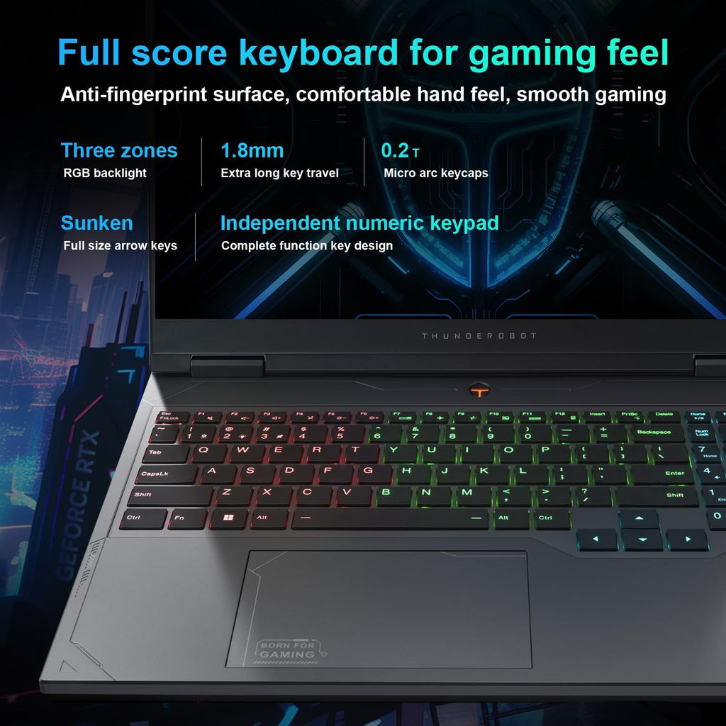 Thunderobot Radiant 16 4060 2.5K Gaming Laptop, 16' WQXGA 240Hz Display, 14th Gen i7-14650HX, GeForce RTX 4060, 16GB DDR5 RAM, 512GB PCIe SSD, RGB Backlit Keyboard, Wi-Fi 6, Win 11, Gray