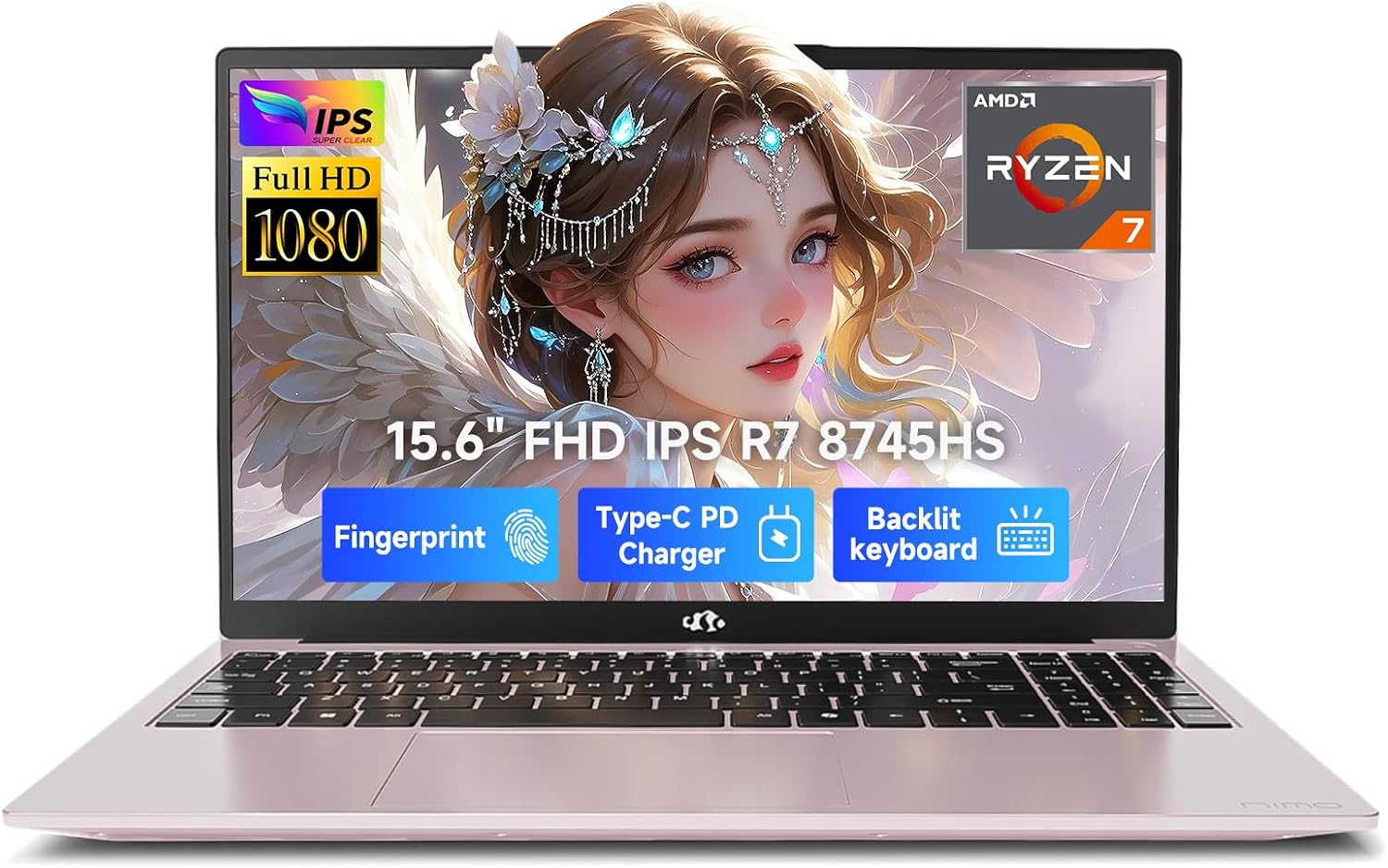 NIMO 15.6' FHD IPS Gaming Laptop, AMD Ryzen 7 8745HS 64GB DDR5 RAM 1TB SSD (8C/16T, up to 4.9GHz) Radeon 780M Graphics Business Computer with 100W Type-C Backlit Keyboard, Fingerprint USB-C 4.0