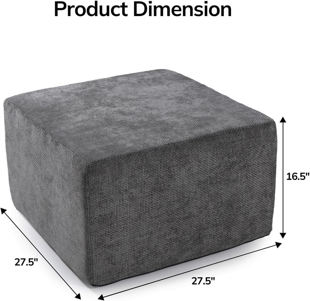 MONVANE Ottoman for Modular Sectional Cloud Couch, Chenille Deep Seat Boneless Couch for Living Room, Bedroom and Apartment, No Assembly Required, DIY Combination, Grey
