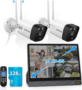 (2026 Update) Wireless WiFi Outdoor Security Camera System with Monitor, Built-in Screen NVR, Dual Antenna Cameras 55% Stronger Signal, 130° Wide Angle, 65ft Night Vision, 2-Way Audio, No Monthly Fee