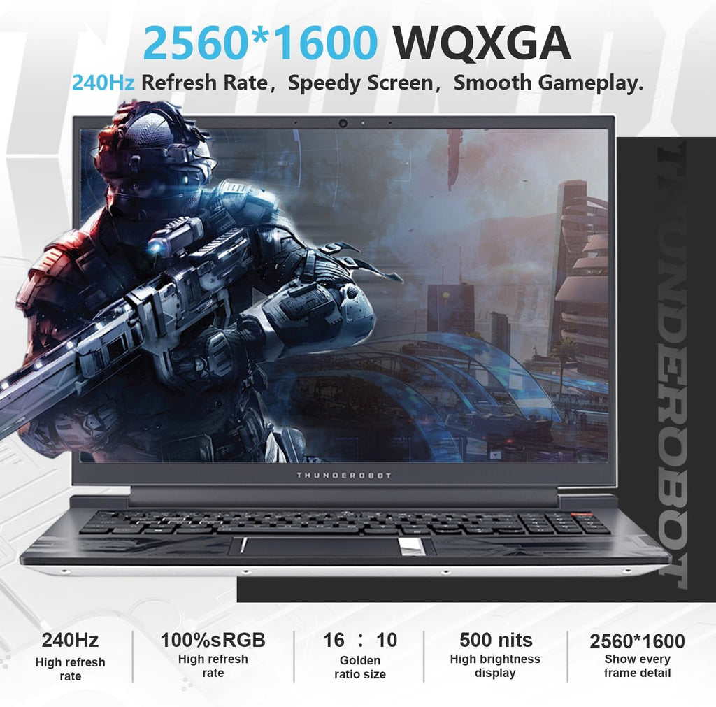 Thunderobot Zero 16 Gaming Laptop i9-14900HX RTX 4080, 16' QHD+ 240Hz 2.5K Display, 64GB DDR5 RAM, 2TB SSD, RGB Backlit KB, Wi-Fi 6, Windows 11 Home White