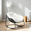 Modern Rocking Chair with Thick Cushion, Relaxing Chair with Metal Frame for Living Room, Bedroom, Outdoor and Indoor