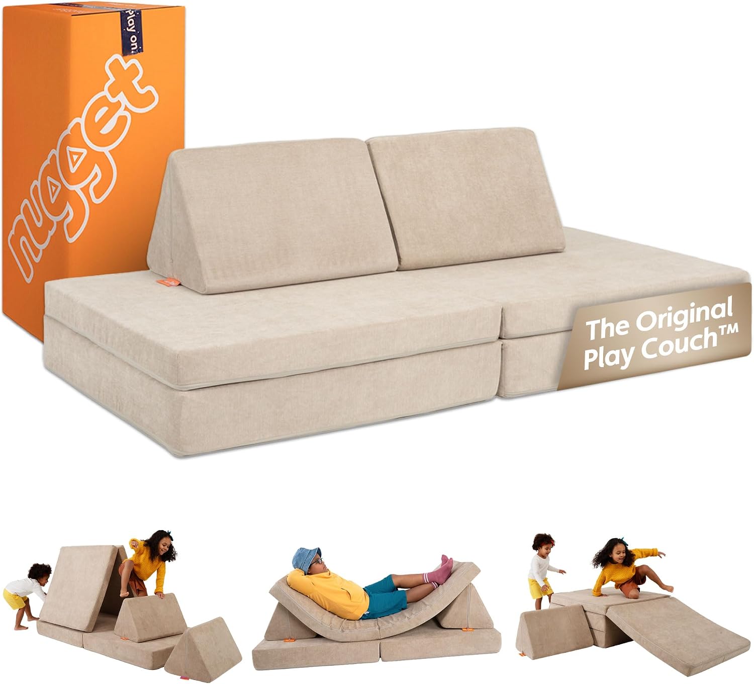 Nugget - The Original Play Couch for Kids - Modular Foam Children's Sofa for Playroom, Imagination, & Creative Open Ended Play - Washable & Convertible Playroom Furniture, Dunebuggy