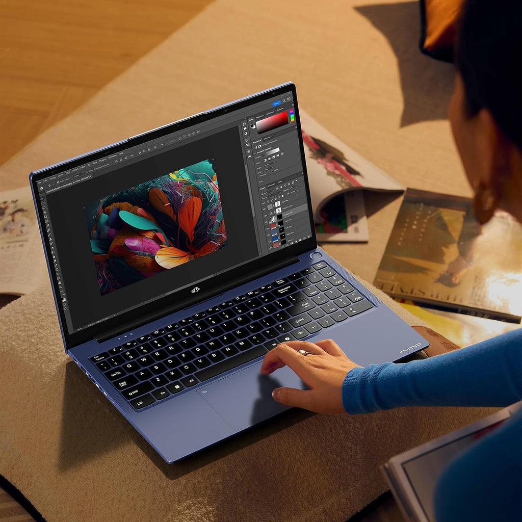 NIMO 15.6' IPS FHD-Gaming-Laptop, AMD Ryzen 7 8745HS 16GB DDR5 RAM 512GB SSD (8C/16T, up to 4.9GHz) Radeon 780M Graphics Business Computer with 100W Type-C Backlit Keyboard, Fingerprint USB-C 4.0