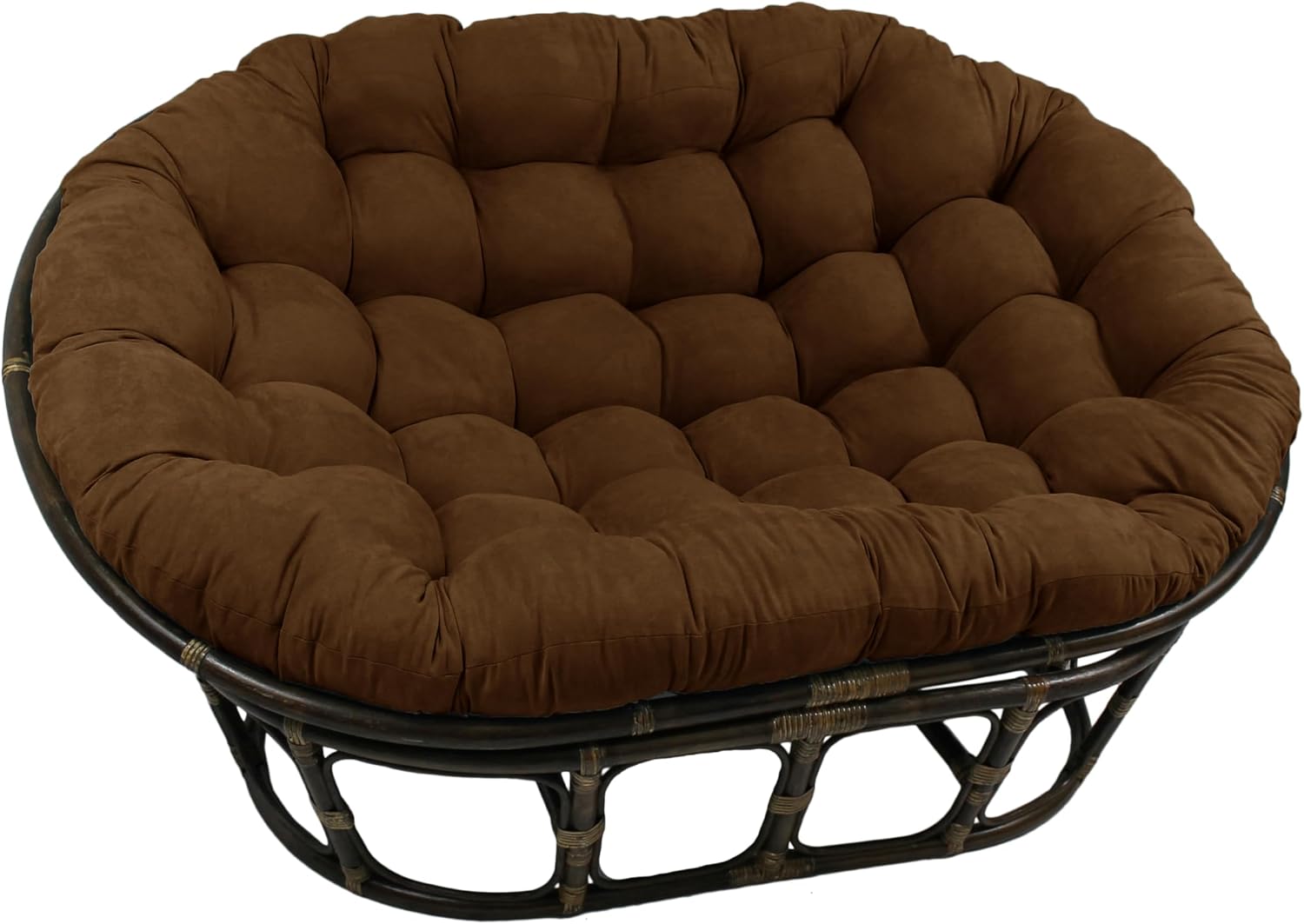 Blazing Needles Solid Microsuede Double Papasan Chair Cushion, 58' x 6' x 78', Brown