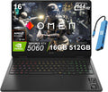 HP OMEN 16 Slim Gaming Laptop (NVIDIA RTX 5060 8GB, AMD Ryzen 9 8940HX (> Intel Ultra 7 255H)), 16GB DDR5 RAM, 512GB SSD, FHD+ 144Hz Display, 4-Zone RGB Backlit KB, IR Webcam, Wi-Fi, IST Dock, Win 11H