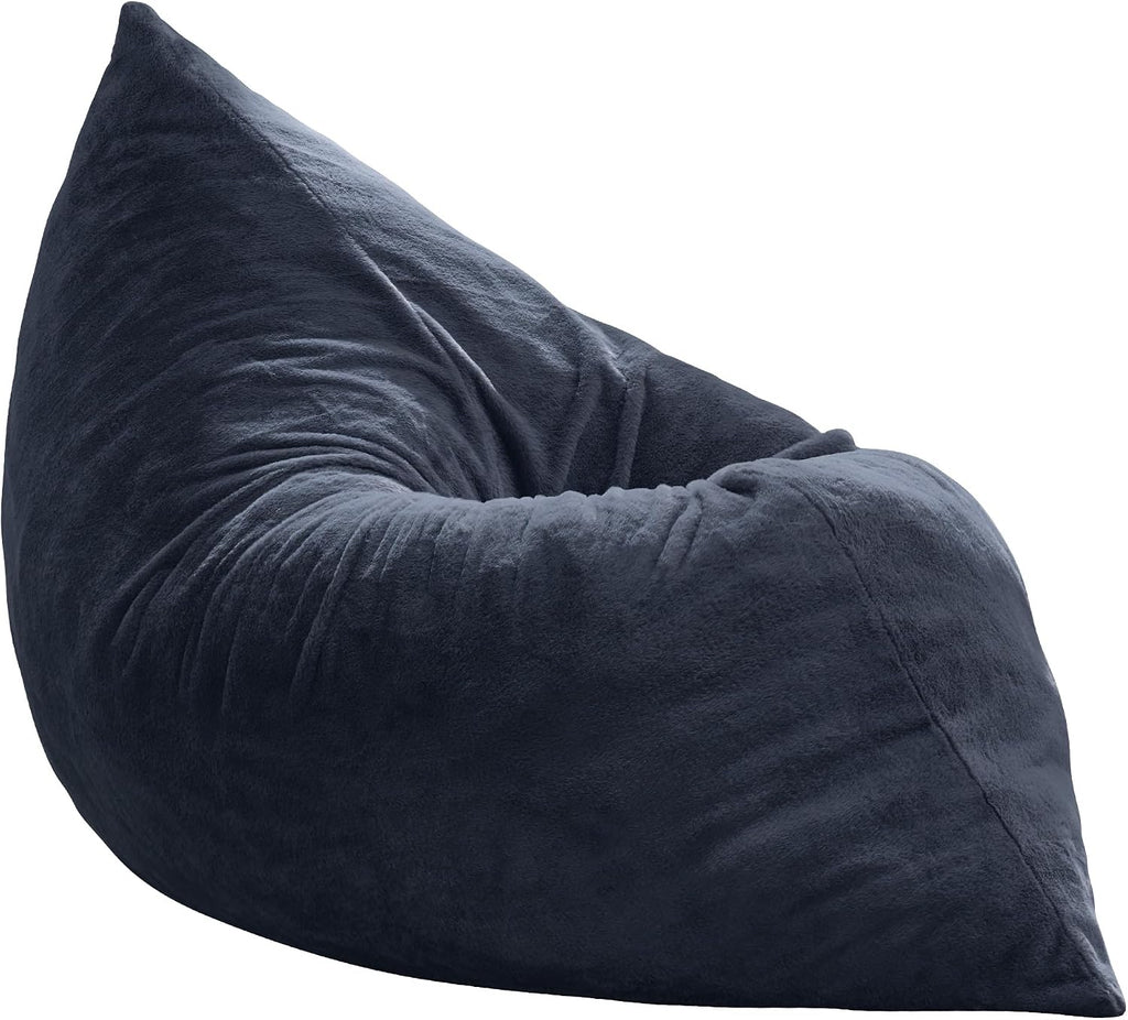 Hobestluk 3 in 1 Bean Bag Chair Giant Bean Bag Chairs for Adults with Plush Faux Fur Cover Convertible Bean Bag Floor Cushion with Machine Washable Cover for Living Room (Plush Dark Grey)