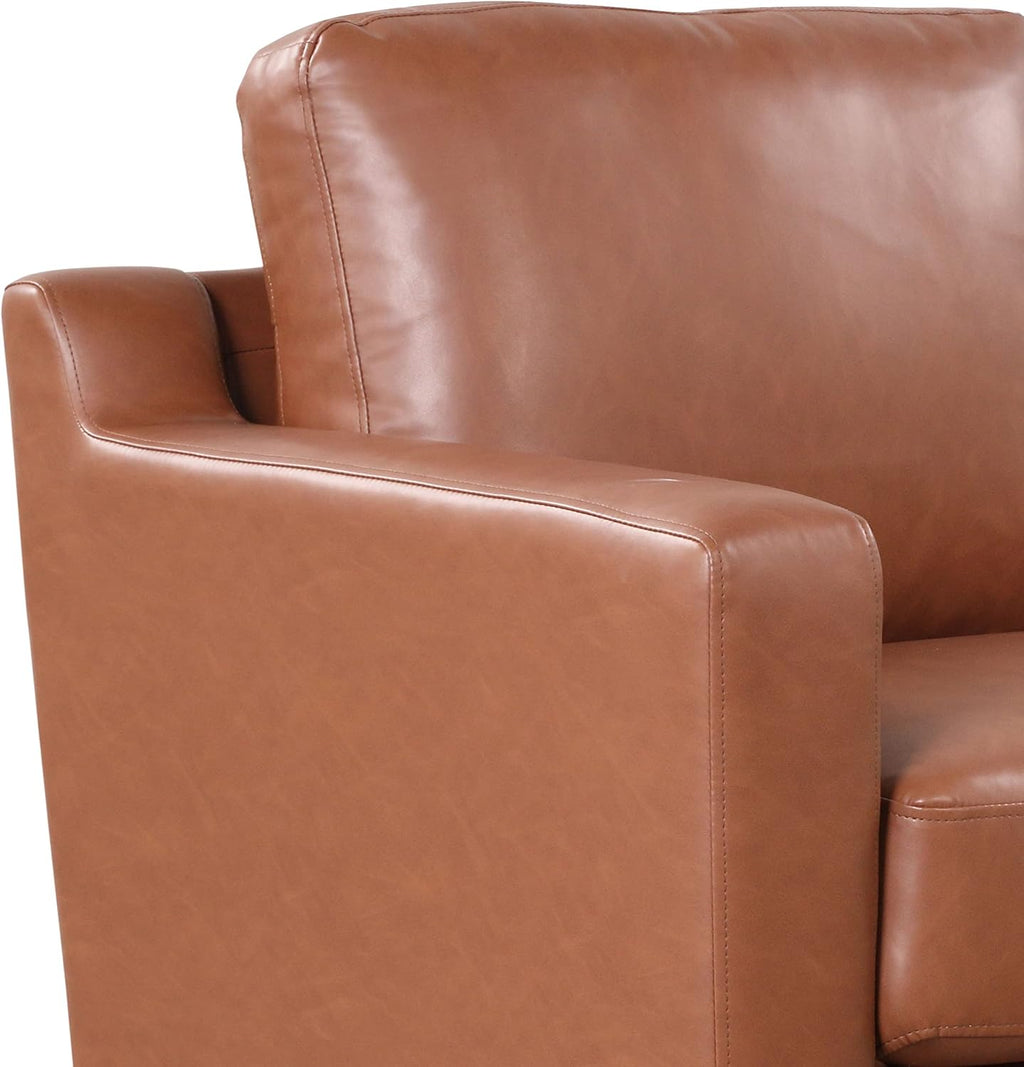Serta Triton 55.5' Loveseat, Transitional Modern, Dreamcoil Comfort, Metal Legs, Vegan Leather, Brown