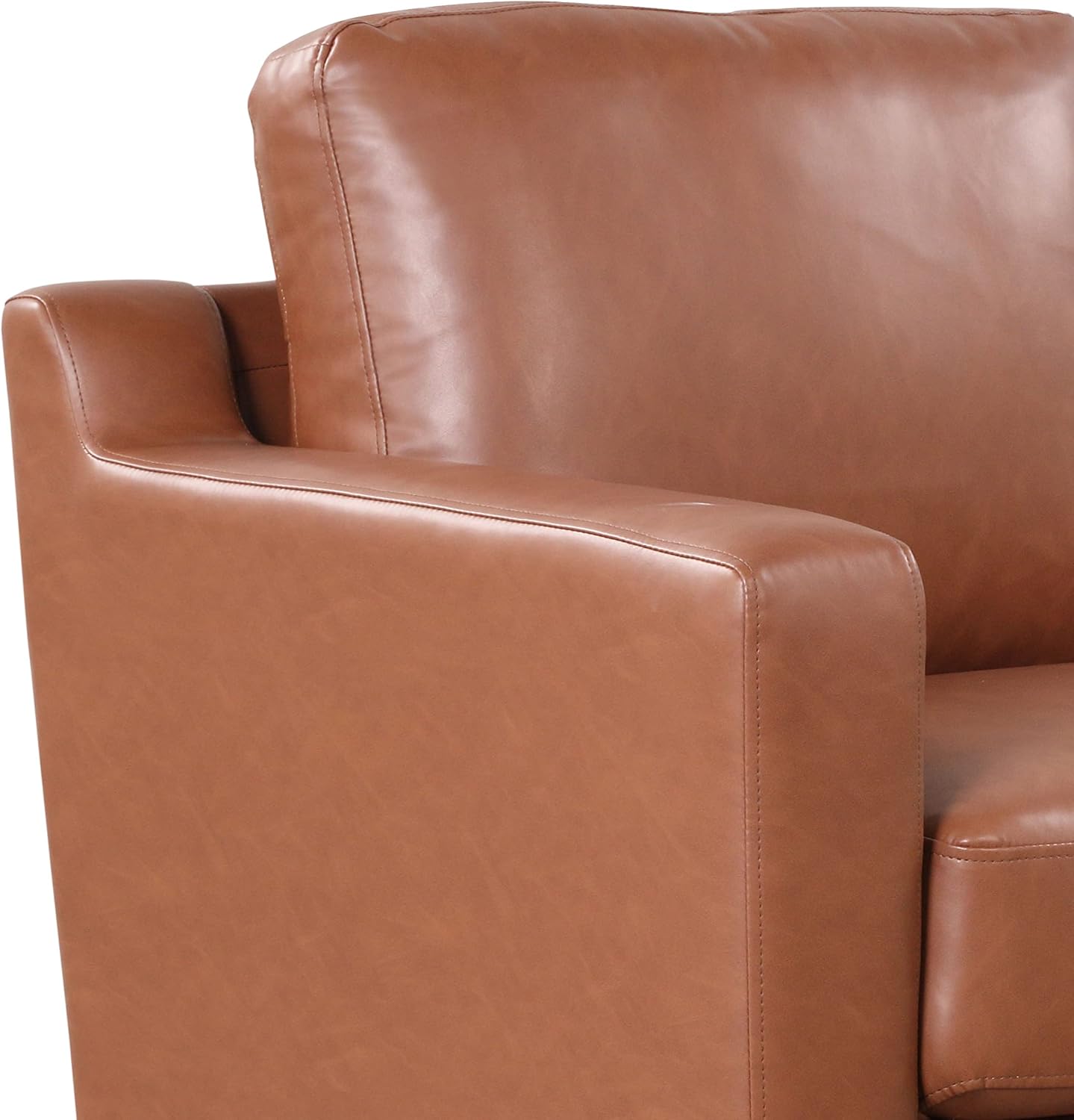 Serta Triton 55.5' Loveseat, Transitional Modern, Dreamcoil Comfort, Metal Legs, Vegan Leather, Brown
