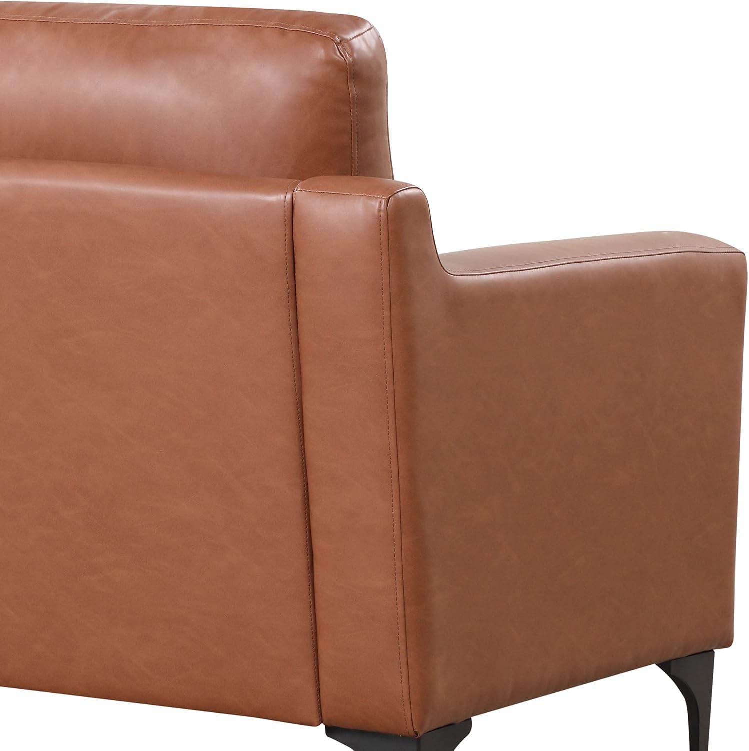 Serta Triton 55.5' Loveseat, Transitional Modern, Dreamcoil Comfort, Metal Legs, Vegan Leather, Brown