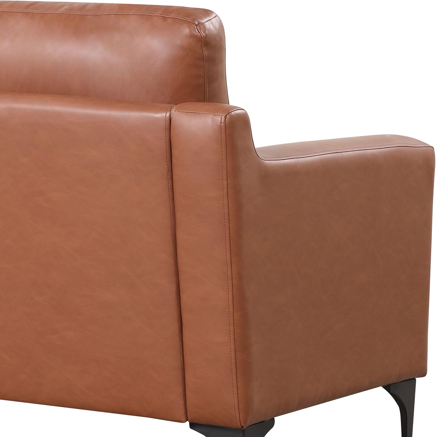 Serta Triton 78' Sofa, Transitional Modern, Dreamcoil Comfort, Metal Legs, Vegan Leather, Brown