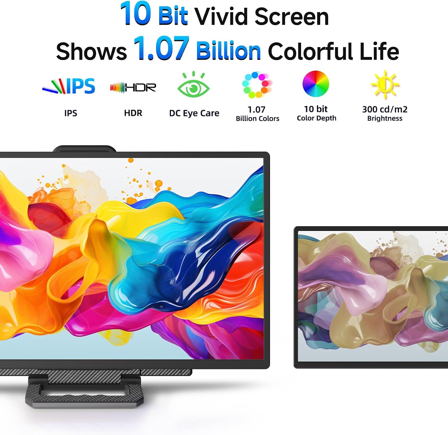 24' Large Portable Monitor, IPS USB-C HDMI Work Home Gaming Second Monitor 4.2' Height & 90° Rotation Adjustable Stand for Laptop, MacBook, Phones, PS4&5, Switch Xbox