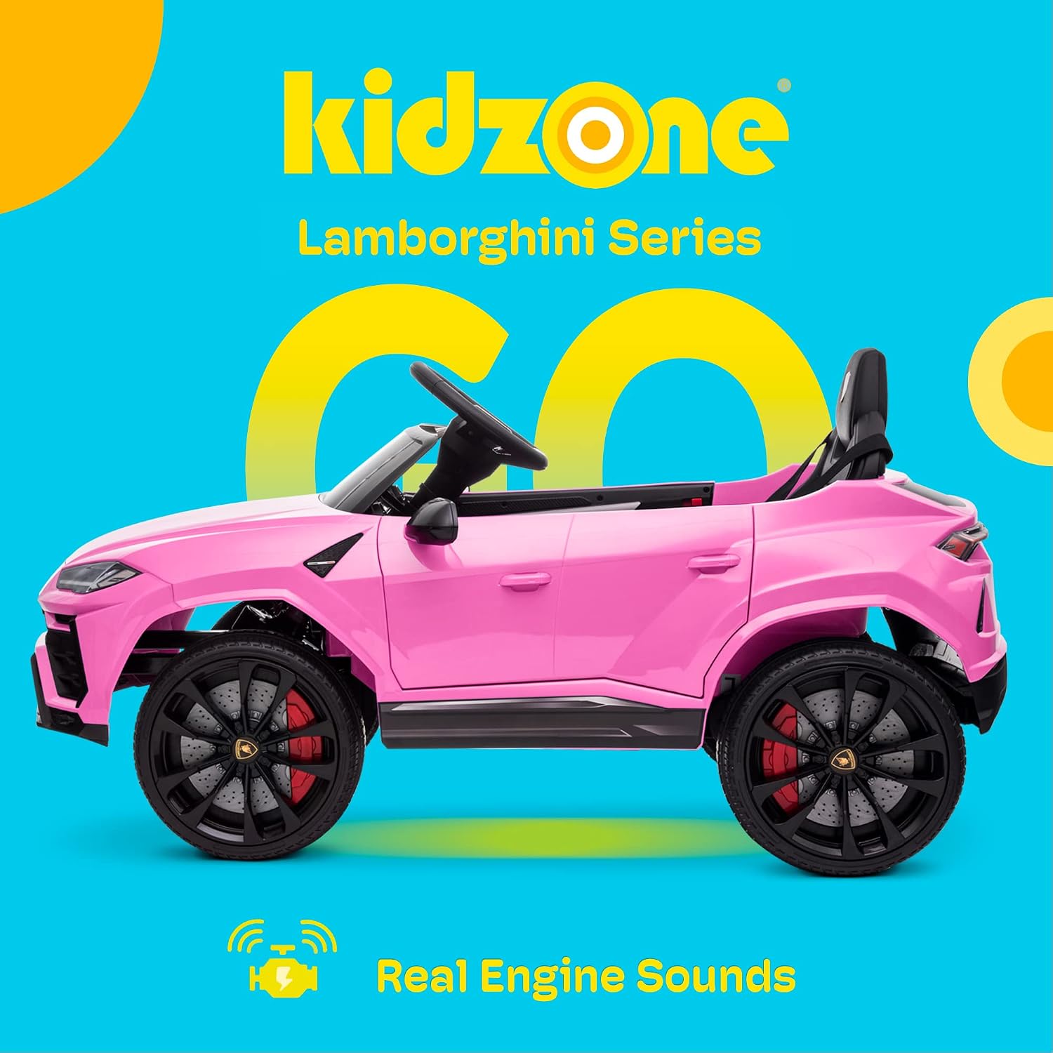 Kidzone Ride On Car 12V Lamborghini Urus Kids Electric Vehicle Toy w/Parent Remote Control, Horn, Radio, Port, AUX, Spring Suspension, Opening Door, LED Light - Pink