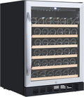 Sleek Stainless Steel 24'' Wine Cooler Refrigerator - 46-Bottle Compressor Cooling, Tempered Glass Door with Safety Lock, Freestanding Design for Home Kitchen Office | Keeps Wines Fresh & Preserves Fl