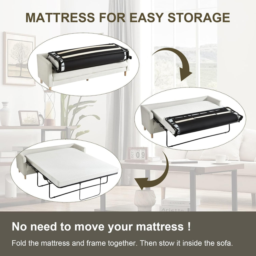 4 inch Full Sofa Mattress with Removable Washable Cover,Replace Pull Out Full Size Sleeper Sofa Mattress for RVs,Daybeds,Boats&Guest Rooms,52x72x4 inch