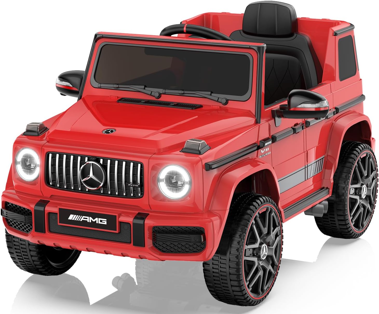 ANPABO Licensed Mercedes-Benz G63 Car for Kids, 12V Ride on Car w/Parent Remote Control, LED Headlights, Music Player/Bluetooth & Horn, Soft Start, Low Battery Prompt, Kids Electric Car, Red