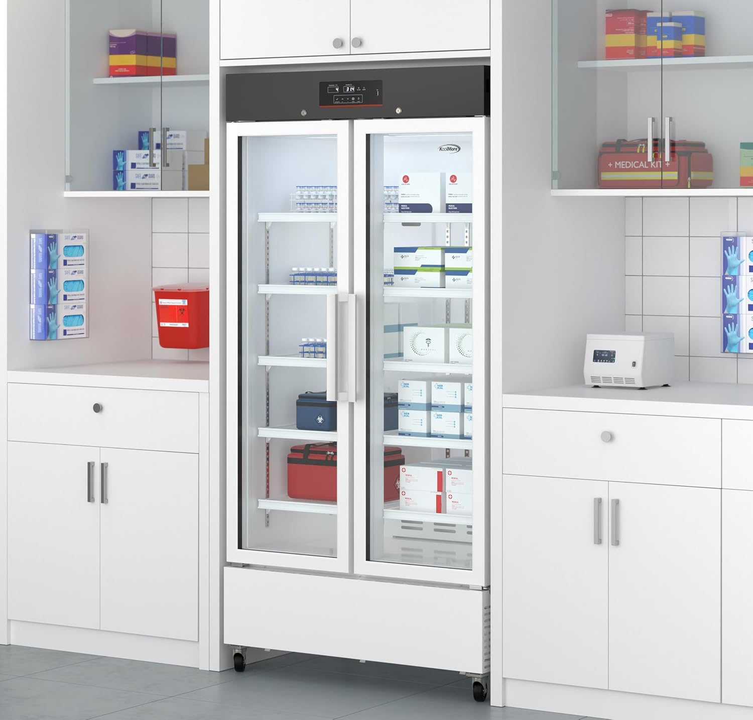 KoolMore 27 cu. ft. Medical Vaccine Refrigerator for Pharmacy and Laboratory with Multi-Level Emergency Alarms, UL-Listed in White (KM-PHR-27C)