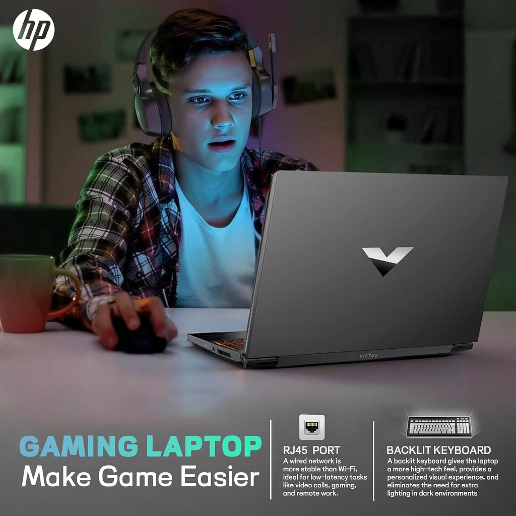 HP Victus 15 Gaming Laptop, NVIDIA GeForce RTX 3050, Intel Core i5-13420H (Upto 4.6GHz), 32GB DDR4 RAM, 2TB SSD, 15.6' FHD 144Hz, Backlit Keyboard, RJ-45, Wi-Fi 6, Bluetooth 5.3, Windows 11 Pro