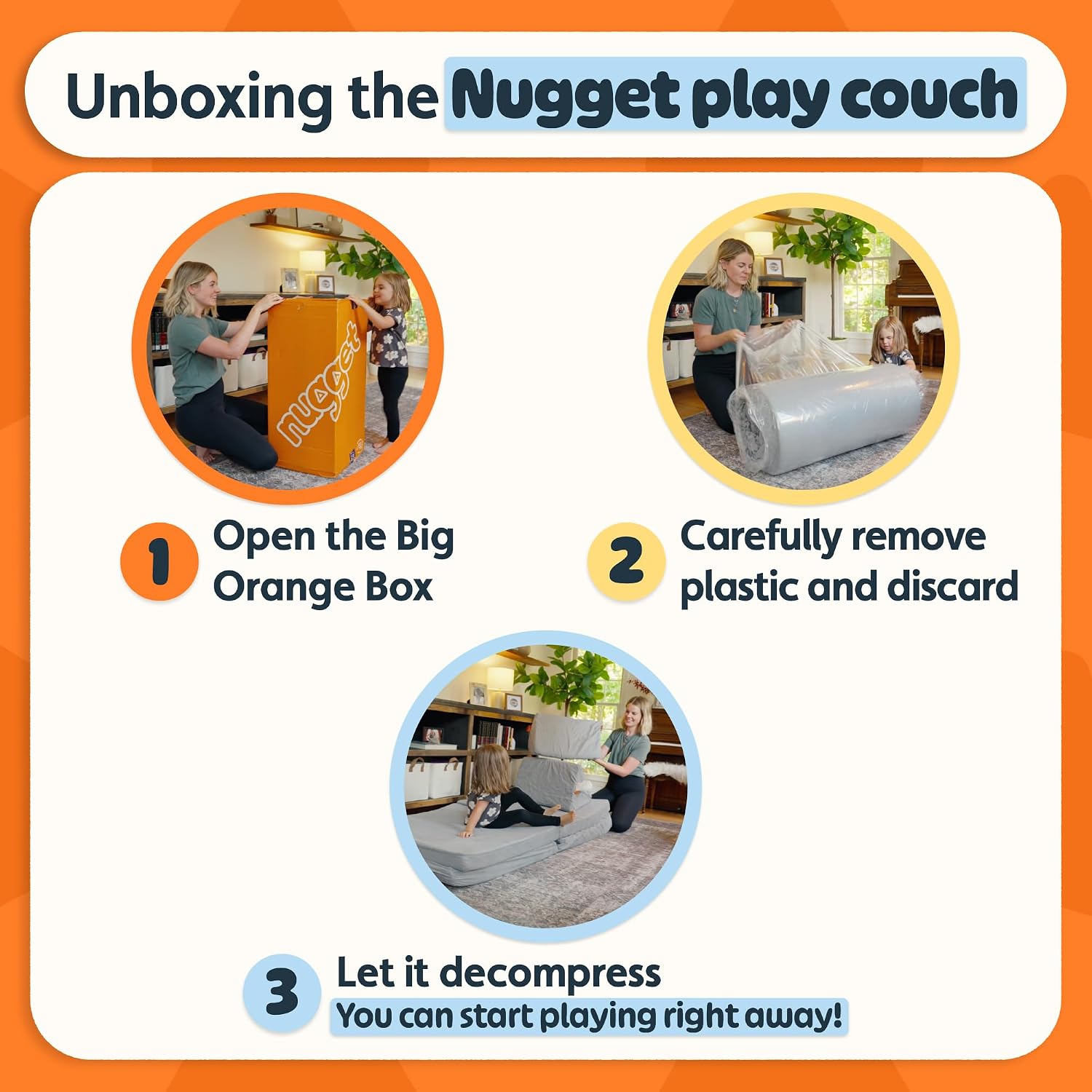 Nugget - The Original Play Couch for Kids - Modular Foam Children's Sofa for Playroom, Imagination, & Creative Open Ended Play - Washable & Convertible Playroom Furniture, Bamboo
