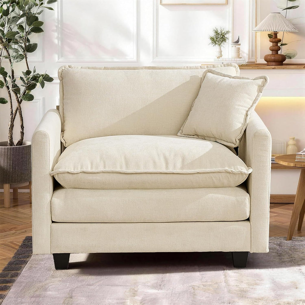 SoarFlash Chenille Single Seat Sofa, with Armests, Beige